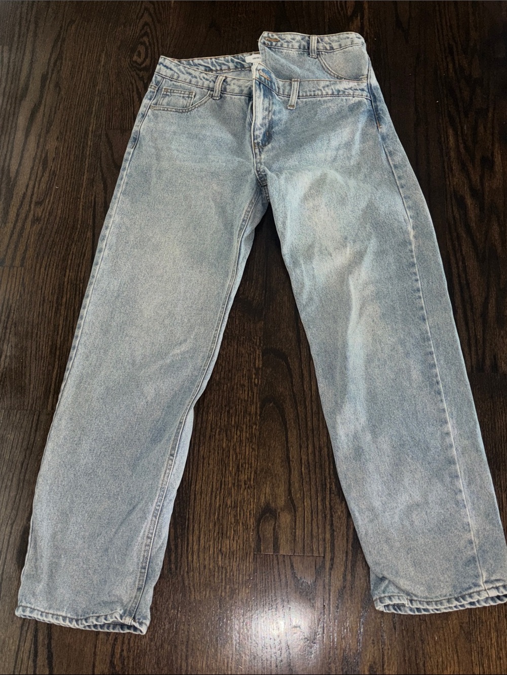Forever 21 Washed Light Blue Straight-Leg Jeans